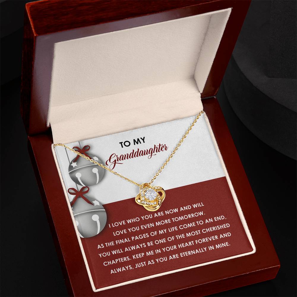 To My Granddaughter - Love Knot Necklace with Heartfelt Message Card