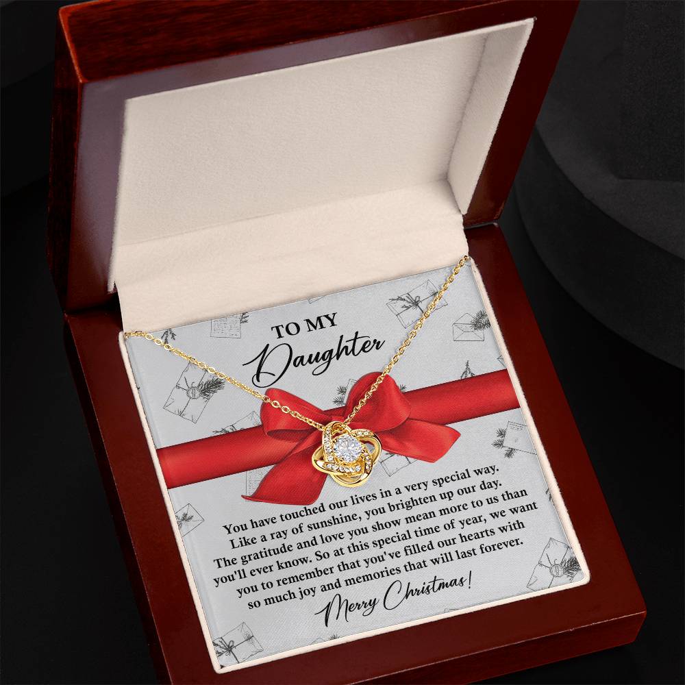 To My Daughter Love Knot Necklace – A Christmas Gift to Brighten Her Heart and Celebrate Memories
