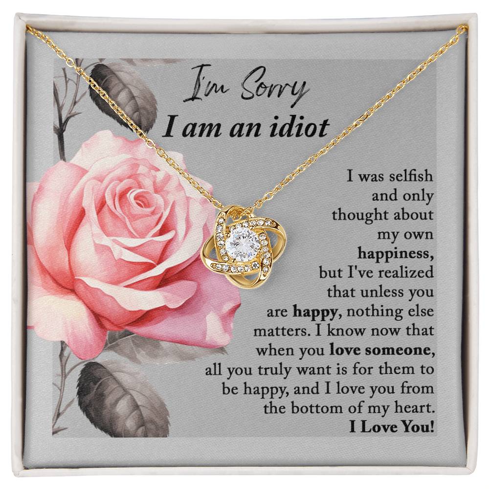 Heartfelt Regret: Love Knot Necklace with Apology Message Card