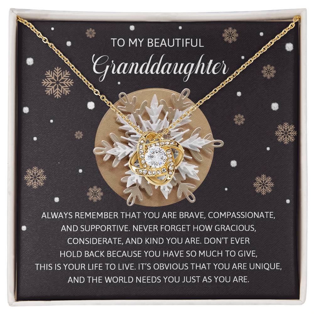 To My Beautiful Granddaughter - Love Knot Necklace with Inspiring Message