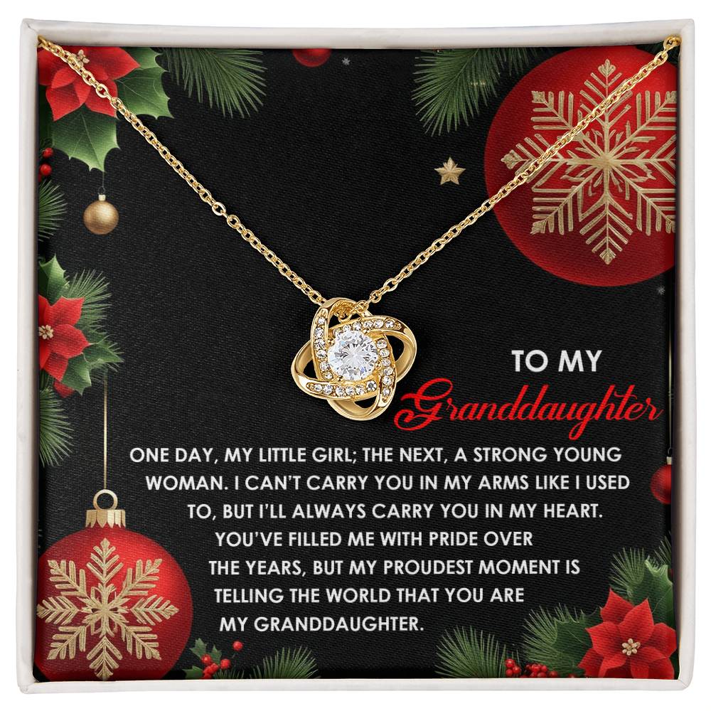 To My Granddaughter - Love Knot Necklace with Heartfelt Message of Pride