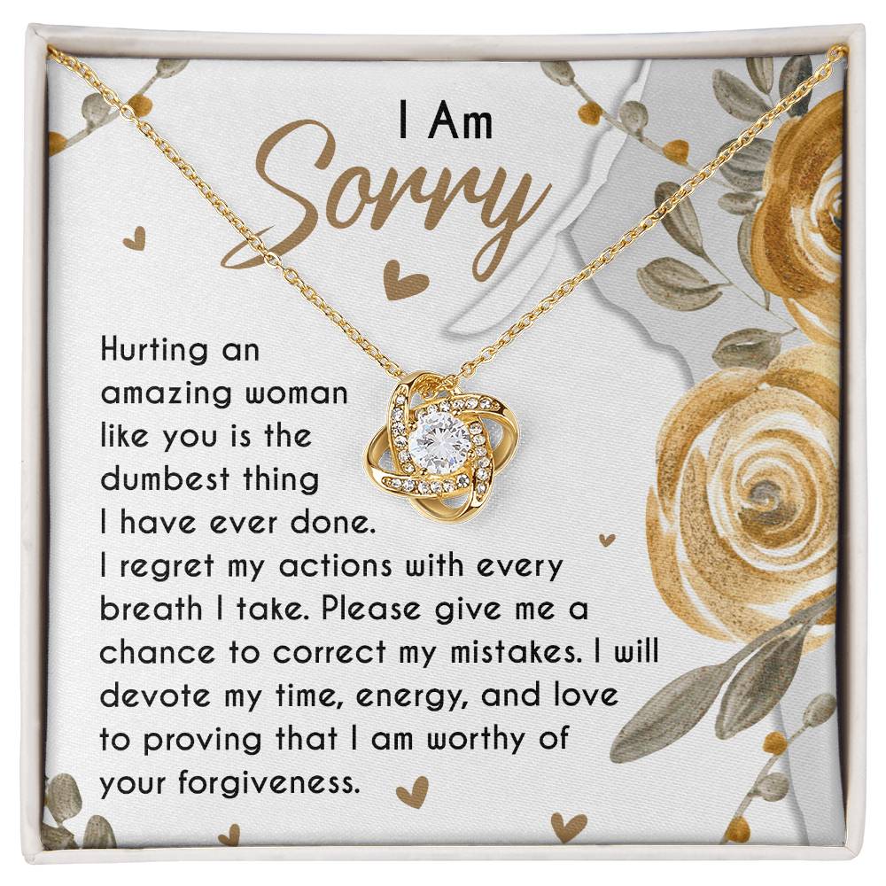 “I Am Sorry” Love Knot Necklace – Apology Gift for Her