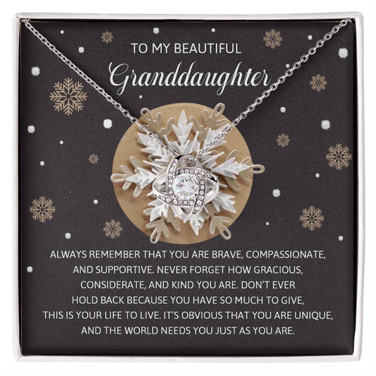 To My Beautiful Granddaughter - Love Knot Necklace with Inspiring Message