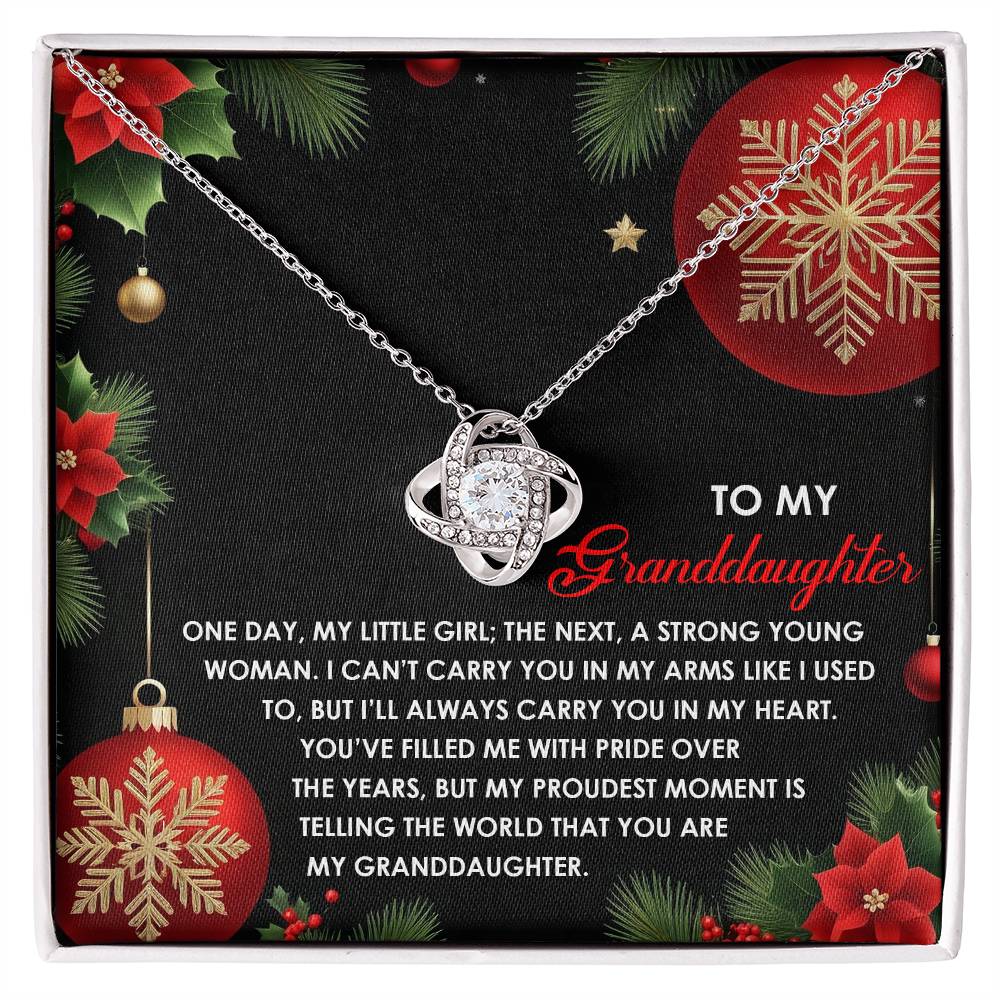 To My Granddaughter - Love Knot Necklace with Heartfelt Message of Pride