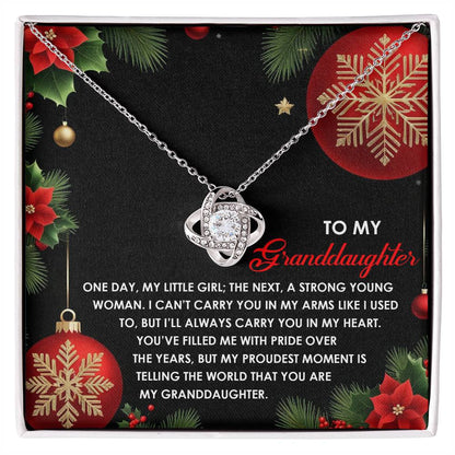 To My Granddaughter - Love Knot Necklace with Heartfelt Message of Pride