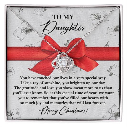 To My Daughter Love Knot Necklace – A Christmas Gift to Brighten Her Heart and Celebrate Memories