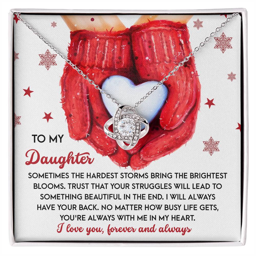 To My Daughter Love Knot Necklace – Christmas Gift of Love, Strength, and Support