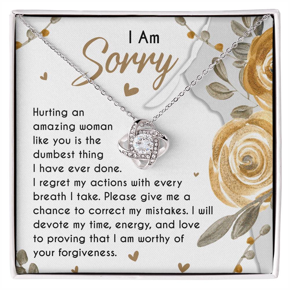 “I Am Sorry” Love Knot Necklace – Apology Gift for Her