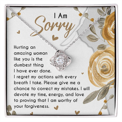 “I Am Sorry” Love Knot Necklace – Apology Gift for Her