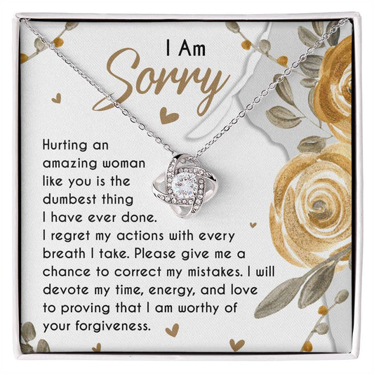 “I Am Sorry” Love Knot Necklace – Apology Gift for Her