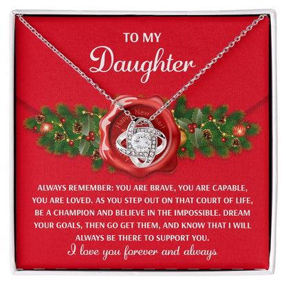 To My Daughter Love Knot Necklace – Christmas Gift of Encouragement, Strength, and Love