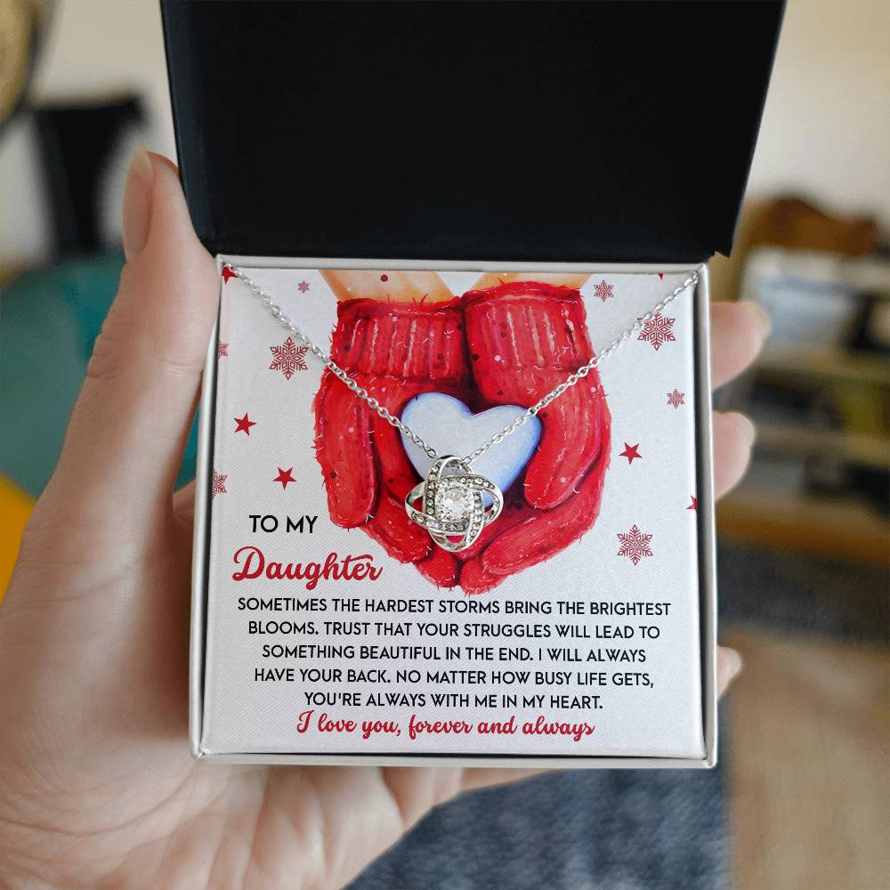 To My Daughter Love Knot Necklace – Christmas Gift of Love, Strength, and Support