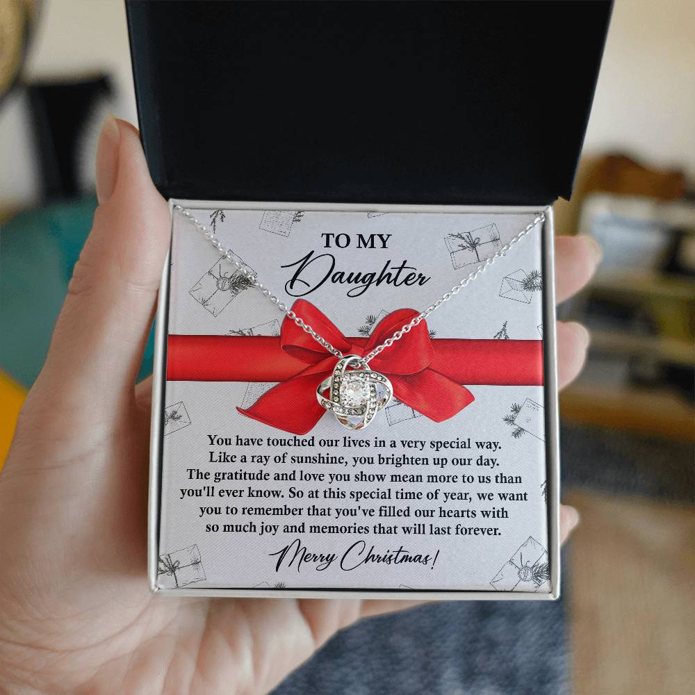 To My Daughter Love Knot Necklace – A Christmas Gift to Brighten Her Heart and Celebrate Memories