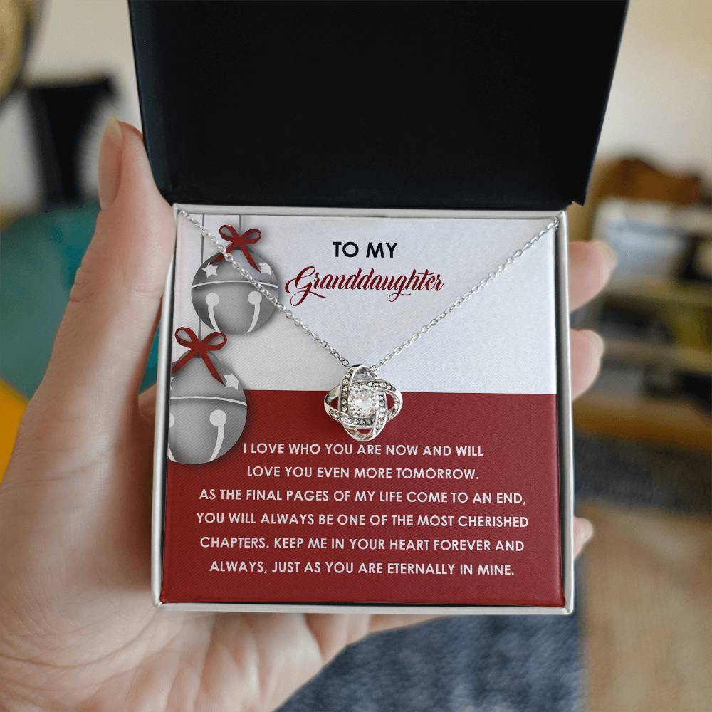 To My Granddaughter - Love Knot Necklace with Heartfelt Message Card