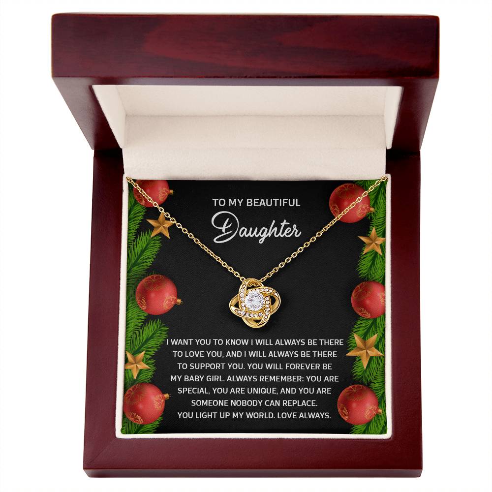 To My Beautiful Daughter Love Knot Necklace – A Christmas Gift of Unconditional Love and Support