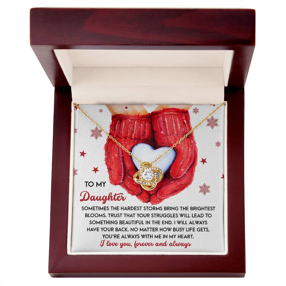 To My Daughter Love Knot Necklace – Christmas Gift of Love, Strength, and Support
