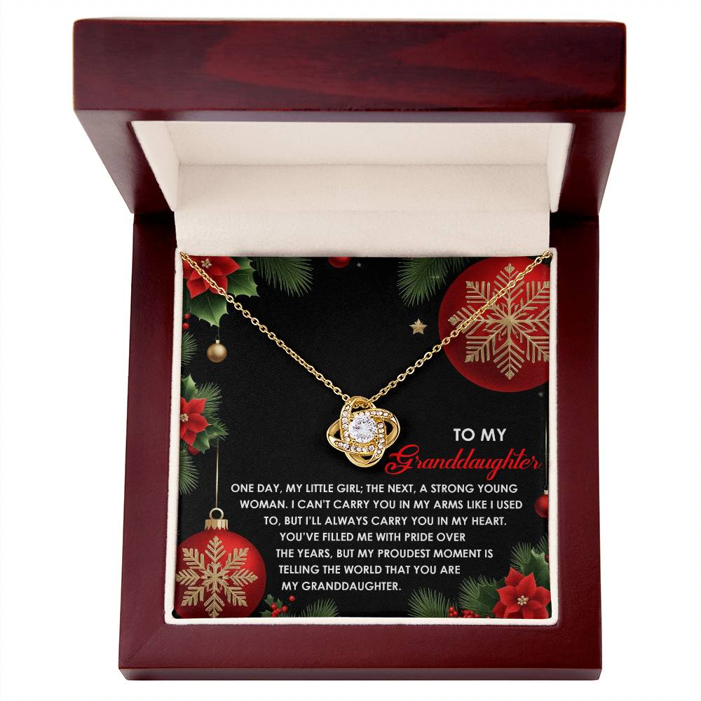 To My Granddaughter - Love Knot Necklace with Heartfelt Message of Pride