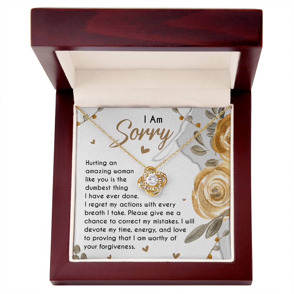 “I Am Sorry” Love Knot Necklace – Apology Gift for Her