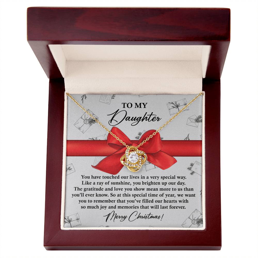 To My Daughter Love Knot Necklace – A Christmas Gift to Brighten Her Heart and Celebrate Memories
