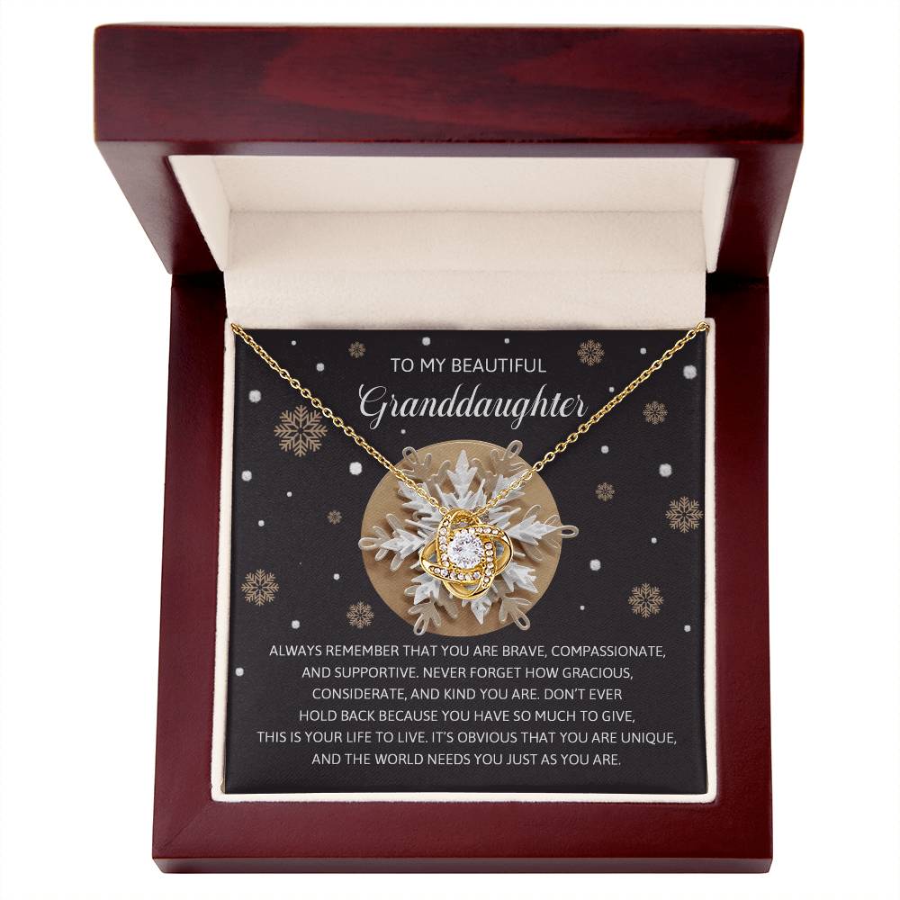 To My Beautiful Granddaughter - Love Knot Necklace with Inspiring Message