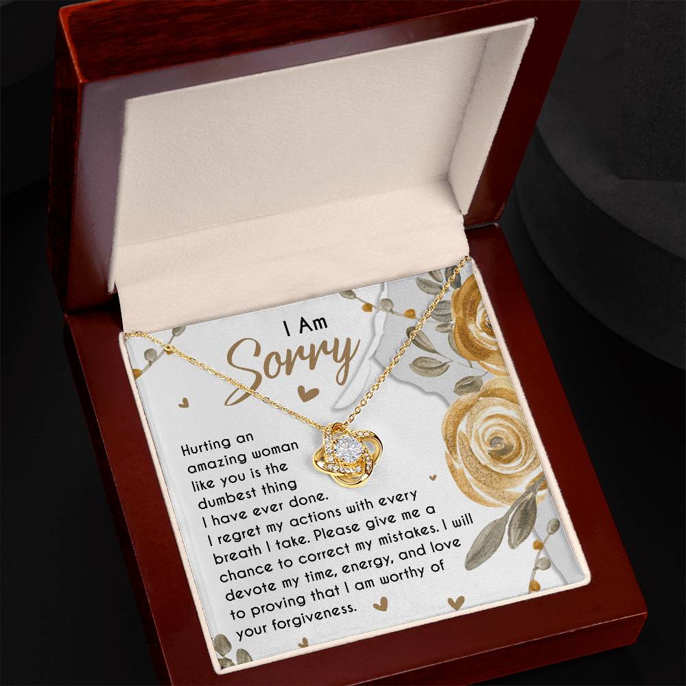 “I Am Sorry” Love Knot Necklace – Apology Gift for Her