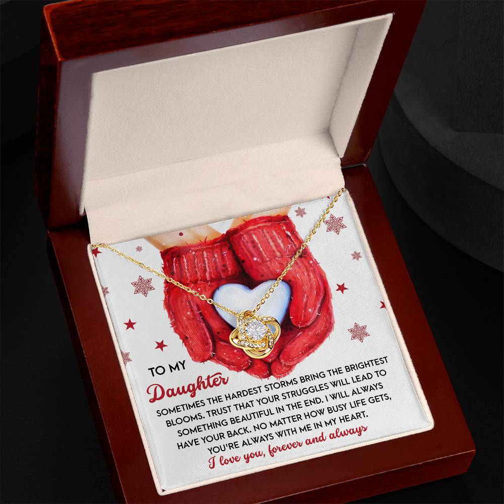 To My Daughter Love Knot Necklace – Christmas Gift of Love, Strength, and Support