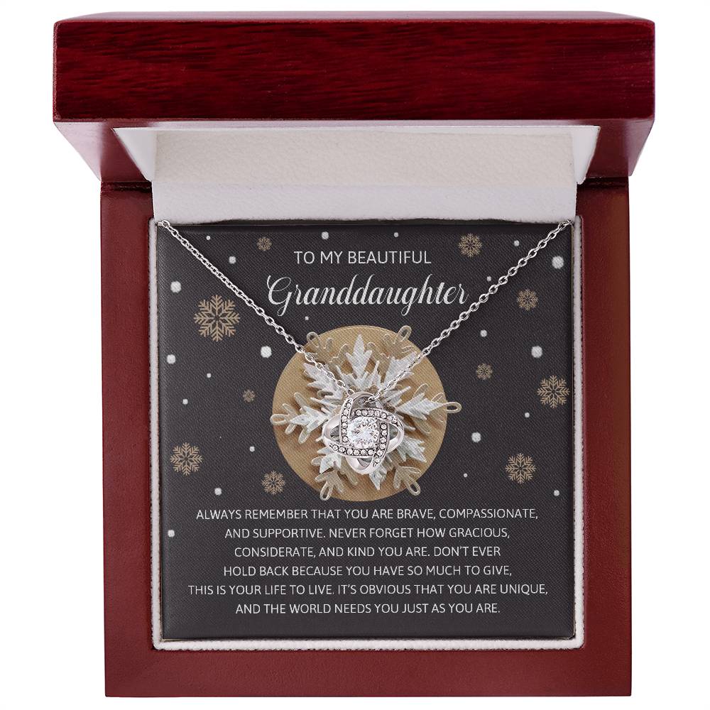 To My Beautiful Granddaughter - Love Knot Necklace with Inspiring Message