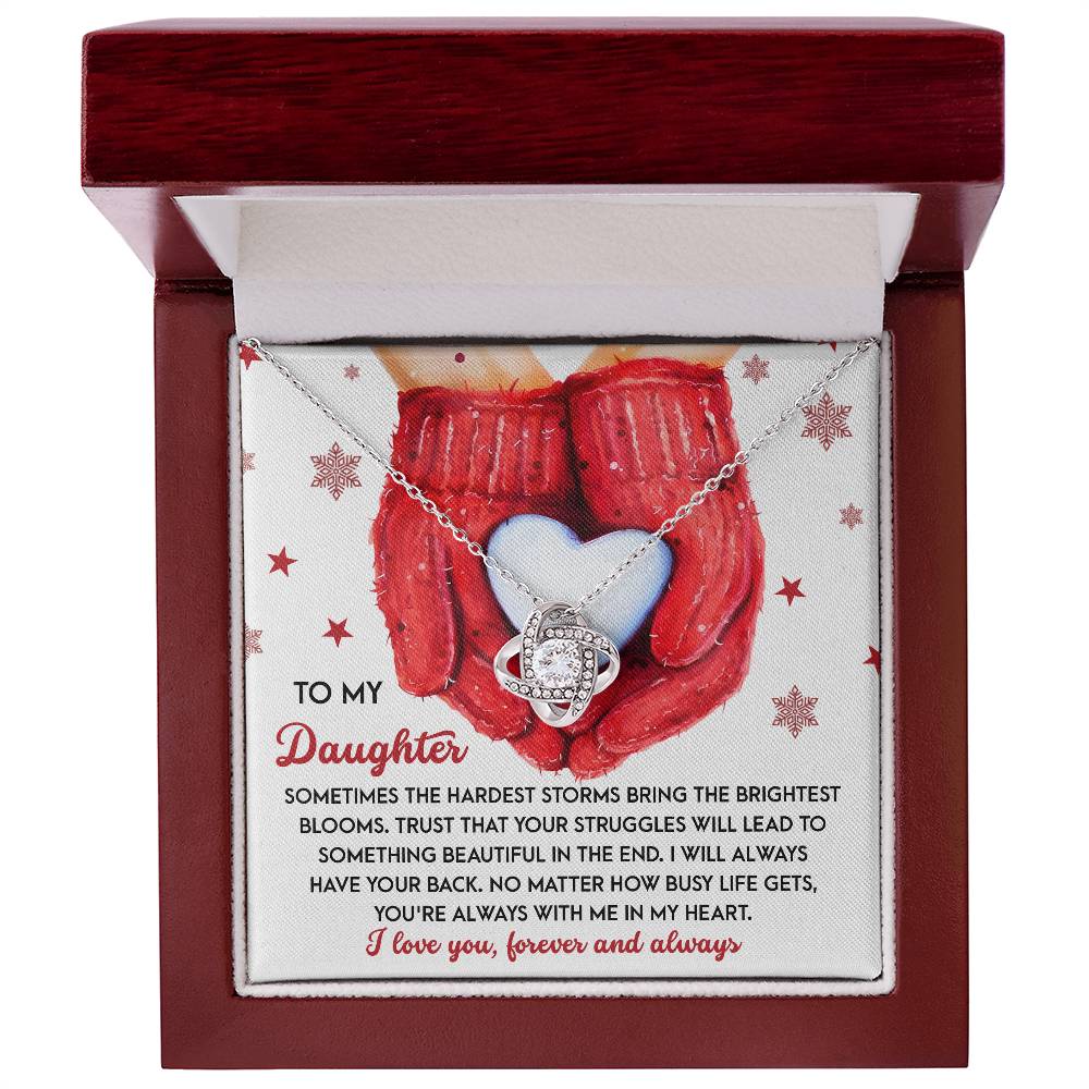 To My Daughter Love Knot Necklace – Christmas Gift of Love, Strength, and Support