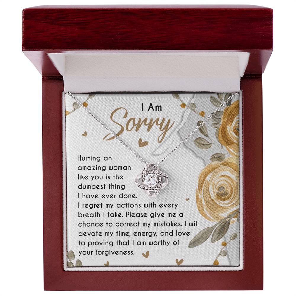 “I Am Sorry” Love Knot Necklace – Apology Gift for Her