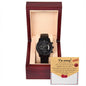 Sorry Gift – Black Chronograph Watch with Heartfelt Apology Card