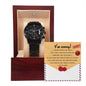 Sorry Gift – Black Chronograph Watch with Heartfelt Apology Card