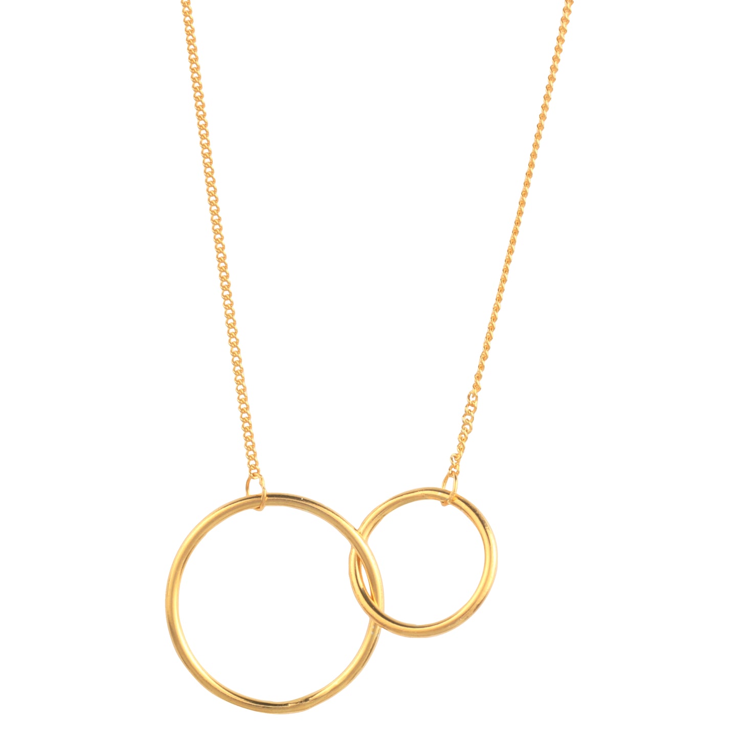 Grandma Necklace 14K Gold Plated Two Circle Interlocking Pendant Necklace