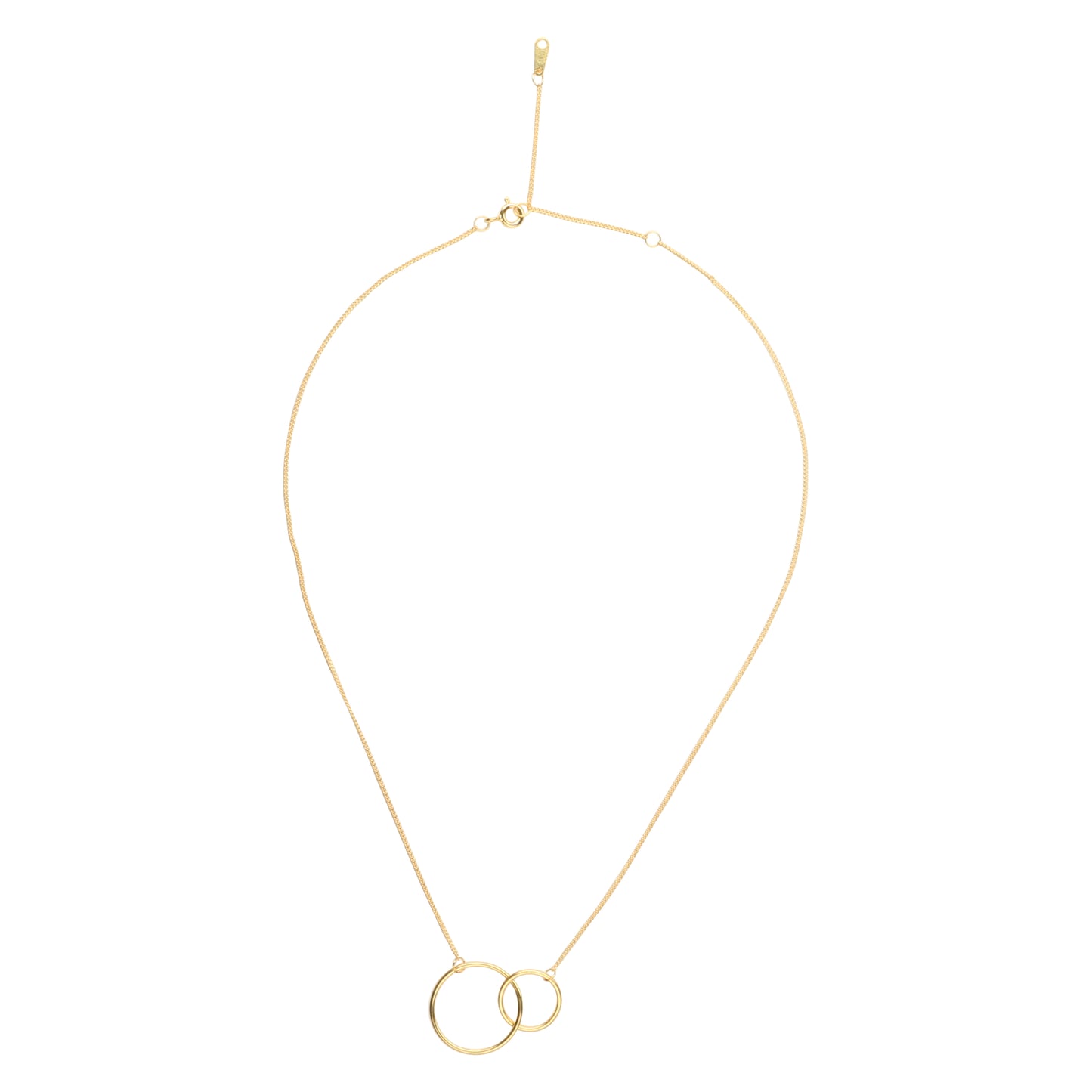 Grandma Necklace 14K Gold Plated Two Circle Interlocking Pendant Necklace
