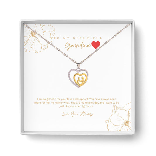 Grandma and Grandchild Heart Pendant Necklace